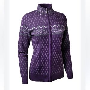 Neve Designs -Natalie Full Zip $186 Sweater Women's Sz S Wool Blend Purple *Z17
